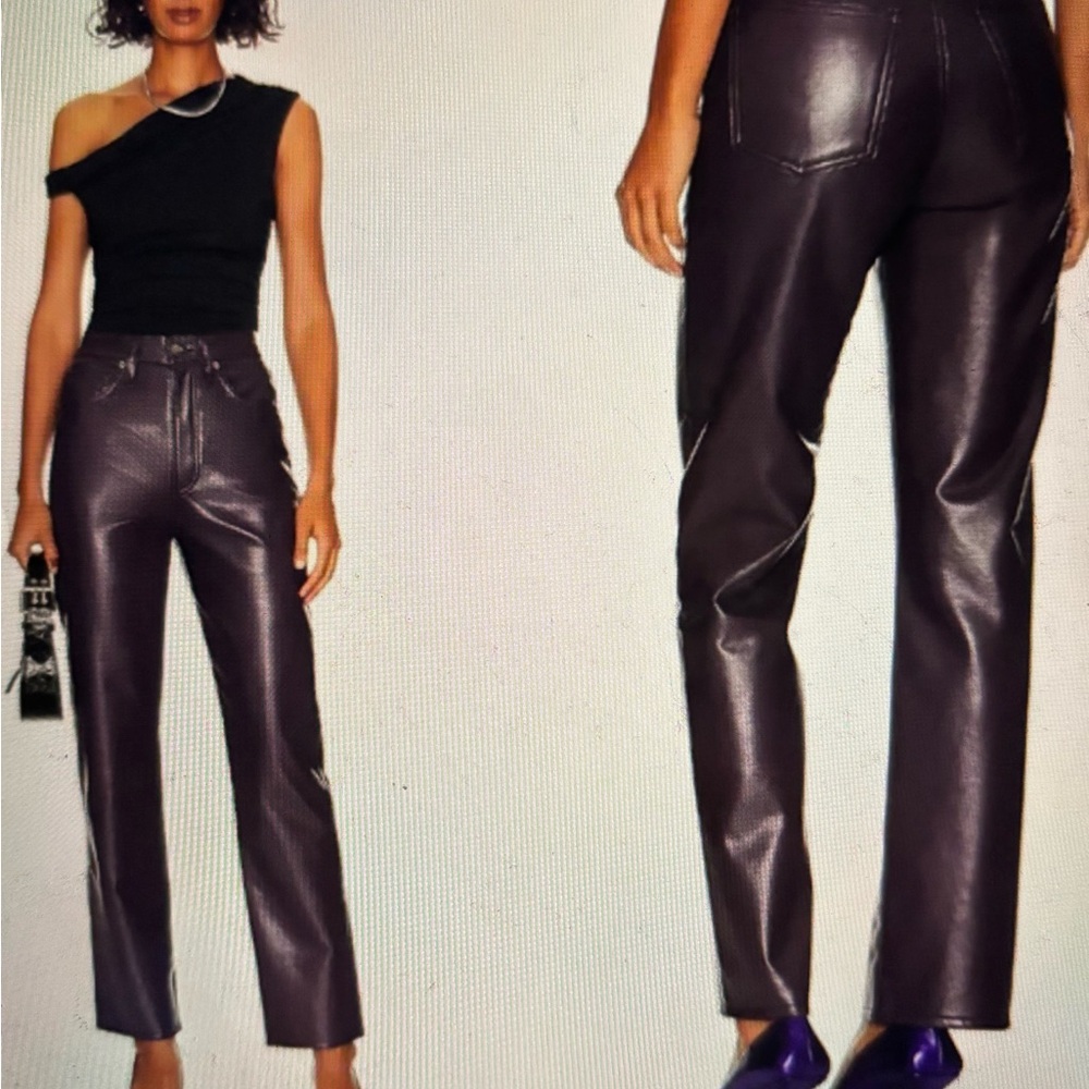 Agolde 90s pinch waist leather straight-leg pants
